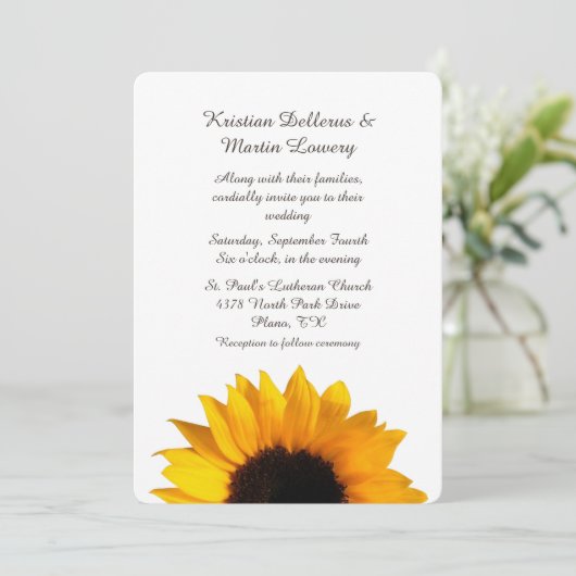 Big Yellow Sunflower Weddenschap Kaart (Staand voorkant)