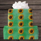 Big yellow Sunflowers Fancy Petals on Green Cadeaupapier