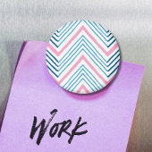 Big Zag Chevron in Pink and Aqua Magnet Magneet