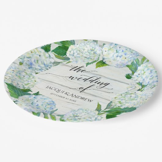 Bigdenjacht Blauwe witte hydrangea Waarhout Papieren Bordje (Gekanteld)