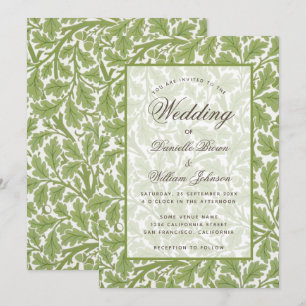 Bigende eik Foliage Botanische morris Calligrafie Kaart