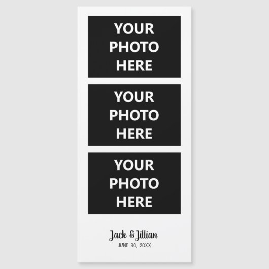 Bigende Foto Booth Foto Strip Custom Text Magnet (Voorkant)