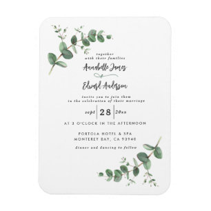 Bigende groenery Eucalyptus botanical script invit Magneet