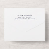 Bigende marineblauw Blush roze Floral All In One Uitnodiging (Achterkant)