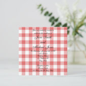 Bigende monogram rode gingham-controleurs kaart (Staand voorkant)