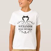 Bigende Ring Bearer Black Tuxedo Stropdas White T-shirt (Voorkant)
