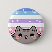 Bigender LGBT Pride Flag Cat Button (Voorkant)
