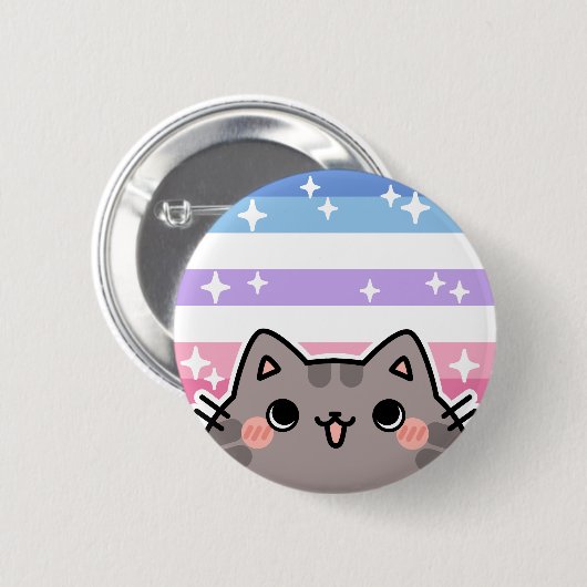 Bigender LGBT Pride Flag Cat Button (Voorkant /achterkant)