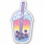 Bigender Pride Vlag Boba Sticker (Voorkant)