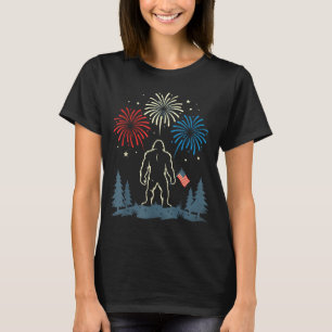 Bigfoot 4 juli Amerikaanse vlag vuurwerk T-shirt