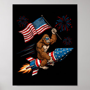 Bigfoot 4 juli Patriotische Sasquatch Vuurwerk Poster