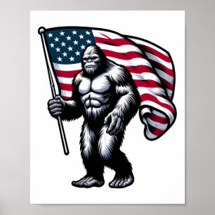 Bigfoot 4 juli Sasquatch Amerikaanse vlag PA Poster