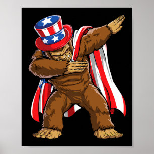 Bigfoot 4 juli Sasquatch Amerikaanse vlag Poster