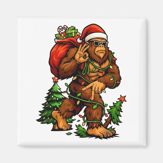 Bigfoot 67 Christmas Tree Lights Xmas Men Sasquatc Magneet (Voorkant)