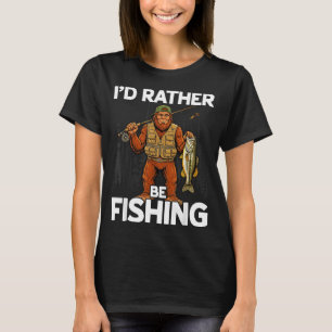 Bigfoot aan het vissen sasquatch baars grappige ma t-shirt