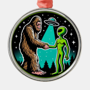 Bigfoot Alien Alliance - Grappige Scifi Cryptid Metalen Ornament