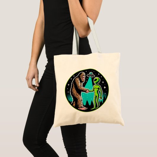 Bigfoot Alien Alliance - Grappige Scifi Cryptid Tote Bag (Voorkant (product))