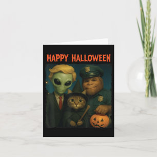 Bigfoot Alien Cat Funny Halloween Trick Treat Door Kaart