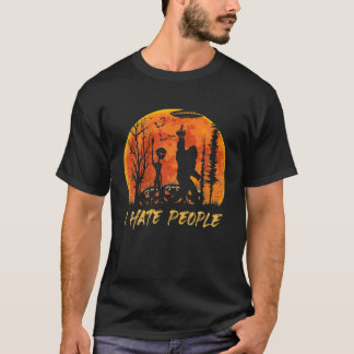 Bigfoot Alien ik haat mensen die halloween pompoen T-shirt