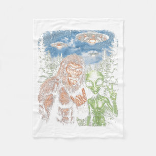 Bigfoot Alien Selfie Rock On Vredesteken Grappige Fleece Deken