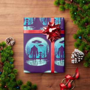 Bigfoot Alien UFO Cadeaupapier
