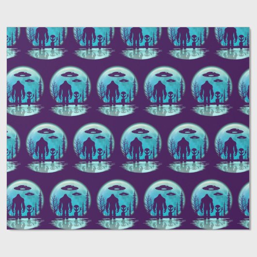 Bigfoot Alien UFO Cadeaupapier (Vlak)