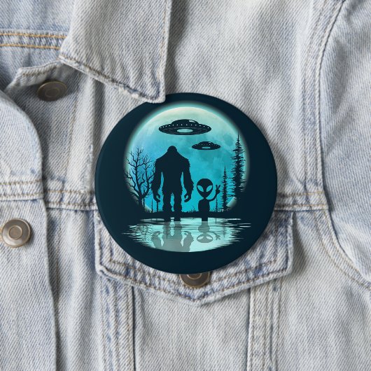 Bigfoot Alien UFO Ronde Button 4,0 Cm (In situ)