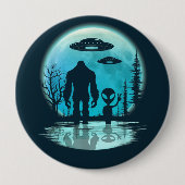 Bigfoot Alien UFO Ronde Button 4,0 Cm (Voorkant)