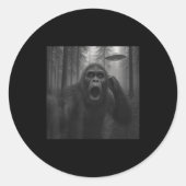 Bigfoot Alien Ufo Selfie Funny Sasquatch Meme Men  Ronde Sticker (Voorkant)