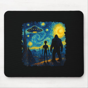 Bigfoot Alien Ufo Van Gogh Sterrennacht Sasquatch  Muismat