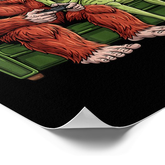 Bigfoot Alien Video Games Gaming Sasquatch Ufo Men Poster (Hoek)