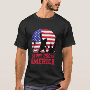 Bigfoot America Rock op de Amerikaanse vlag Patrio T-shirt