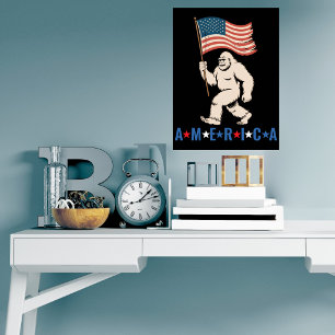 Bigfoot Amerika Patriotisch Grappig Sasquatch USA Poster