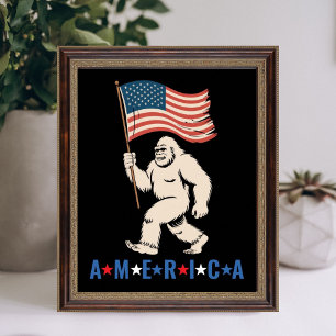 Bigfoot Amerika Patriotisch Grappig Sasquatch USA Poster