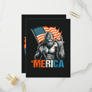 Bigfoot Amerika Rock Amerikaanse Vlag Uitnodiging Briefkaart