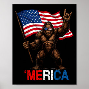 Bigfoot Amerika rots Amerikaanse vlag patriottisch Poster