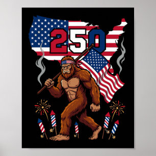 Bigfoot Amerikaanse Vlag 250e 1776 2026 Patriotisc Poster