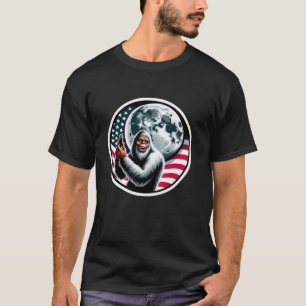 Bigfoot Amerikaanse vlag 4th of July lange mouw T  T-shirt