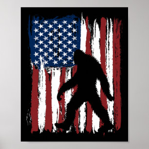 Bigfoot Amerikaanse vlag grappig 4 juli Patriottis Poster