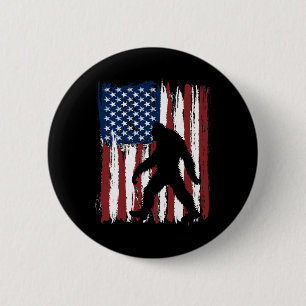 Bigfoot Amerikaanse vlag grappig 4 juli Patriottis Ronde Button 5,7 Cm