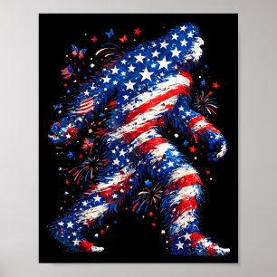 Bigfoot Amerikaanse vlag sasquatch patriottisch gr Poster