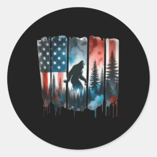 Bigfoot Amerikaanse vlag Sasquatch Patriottische 4 Ronde Sticker