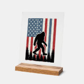 Bigfoot Amerikaanse Vlag Vintage Vector T-shirt On Acryl Bord (Hoek)