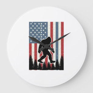 Bigfoot Amerikaanse Vlag Vintage Vector T-shirt On Grote Klok