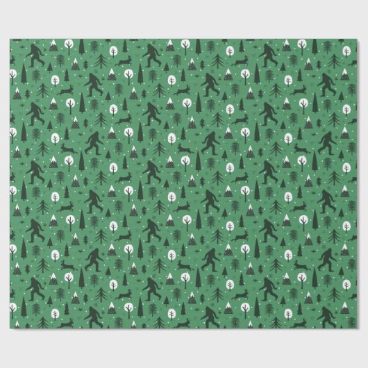 Bigfoot and Jackalope in de Bossen Pattern Dark Gr Cadeaupapier (Vlak)