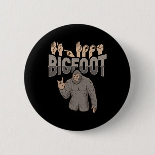 Bigfoot ASL Handgebaar Doof Gehoorverlies Awarene Ronde Button 5,7 Cm