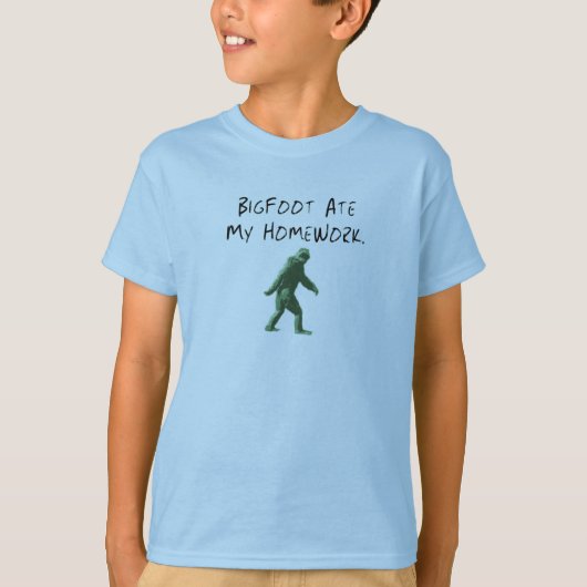 Bigfoot Ate Mijn thuiswerk. T-shirt (Voorkant)