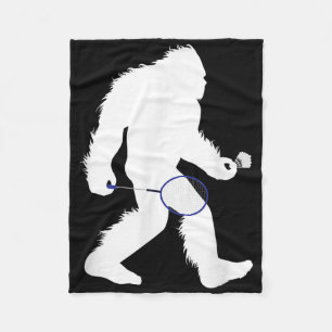 Bigfoot Badminton Player Sasquatch Shuttle Fleece Deken