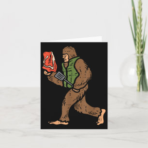 Bigfoot Barbecue BBQ Sasquatch Vlees Grillen Vrouw Kaart
