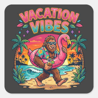Bigfoot Beach Paradijs Vakantie Sfeer Zomer Vierkante Sticker